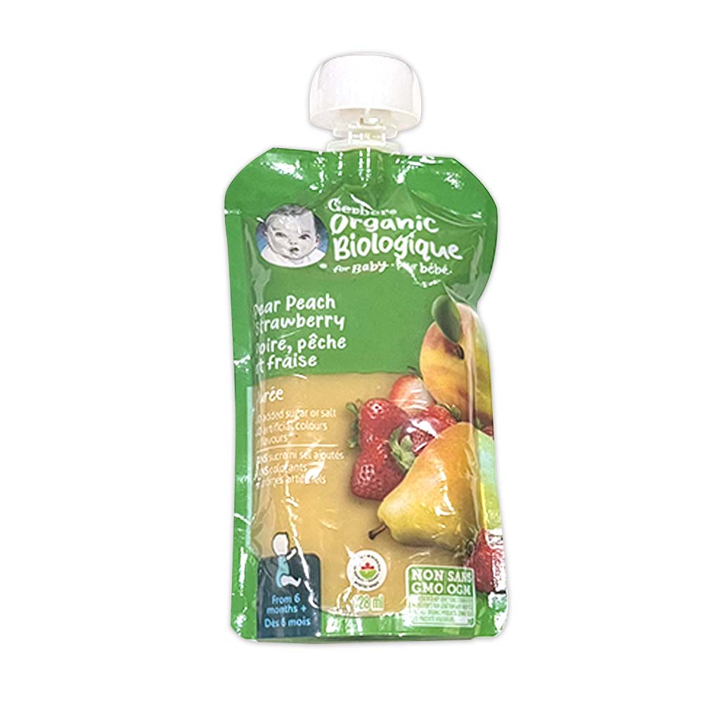 Nestlé Gerber Organic Purée, Pear Peach Strawberry, Baby Food - 128 ml