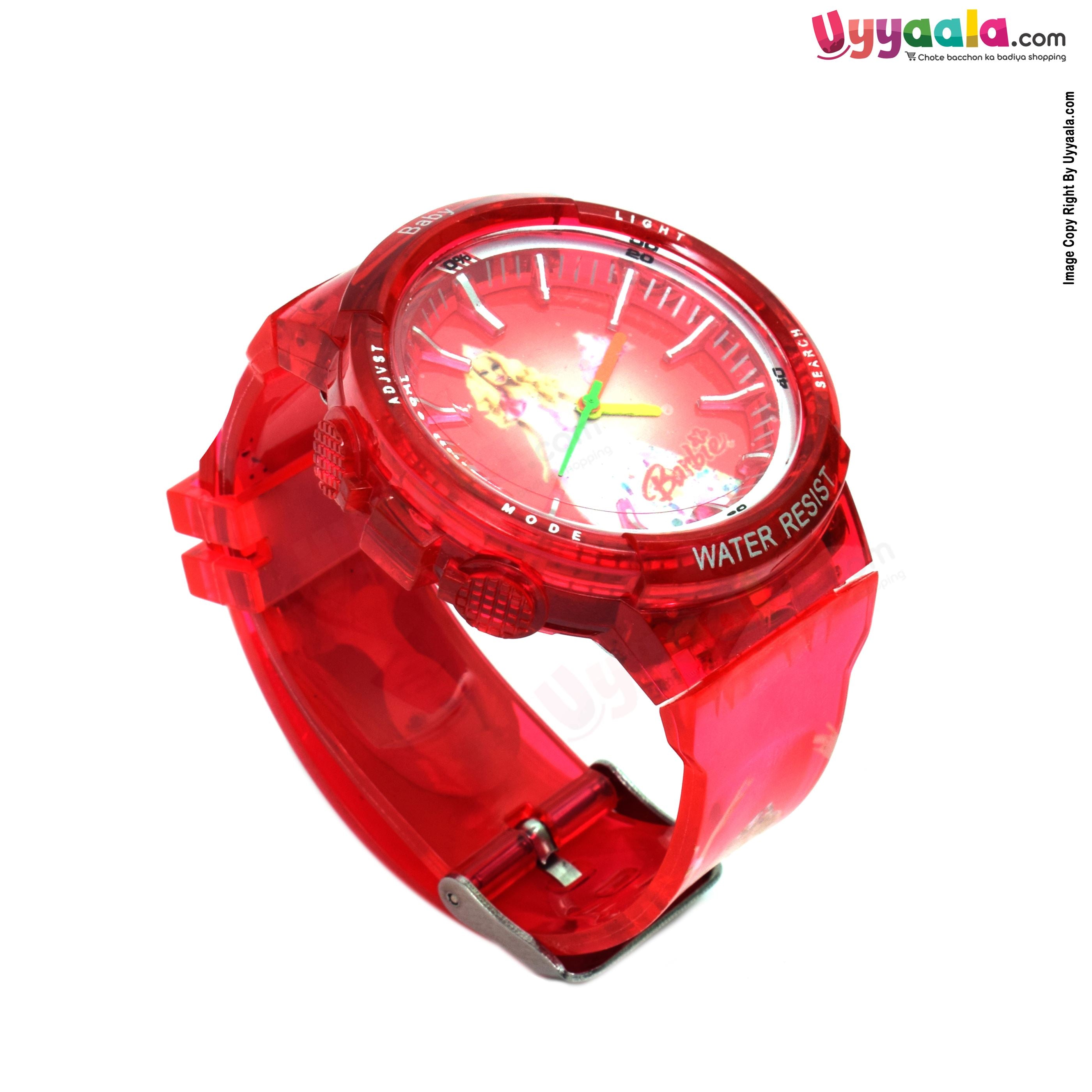 Silicone Strap Barbie themed Kids Analog Watch Red