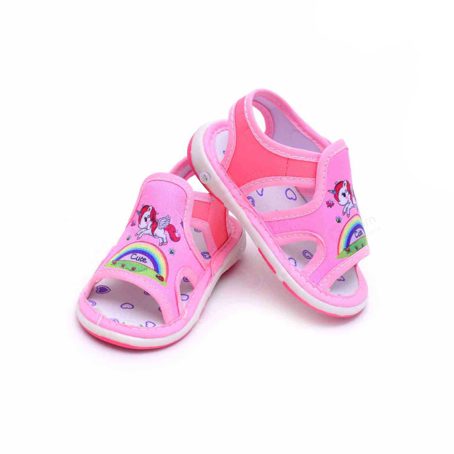 Kids Collection Lets Go Chu Chu Sandals with Cute Unicorn Print Pink