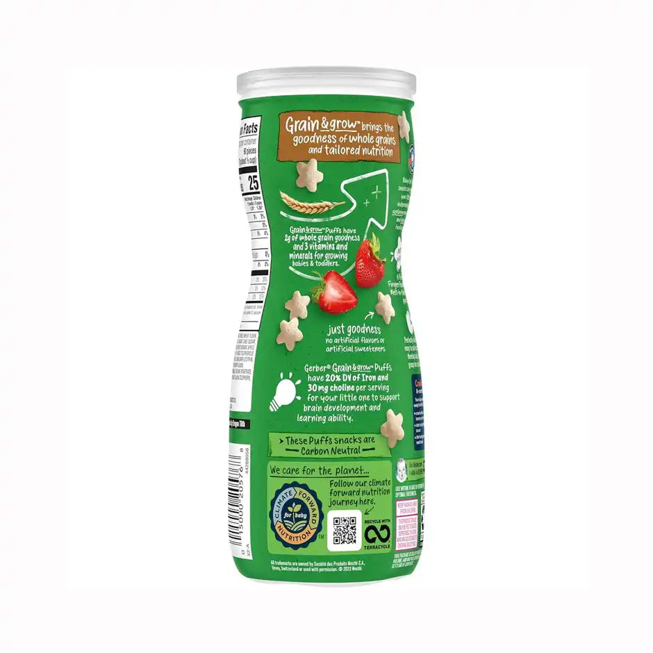 Buy Gerber Grain & Grow Organic Puffs for Babies in Strawberry flavour - 42gms Online in India at uyyaala.com