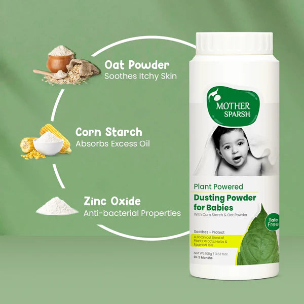 Buy Mother Sparsh Plant Powered Dusting Powder for New Born Baby - 100grams Online in India at uyyaala.com