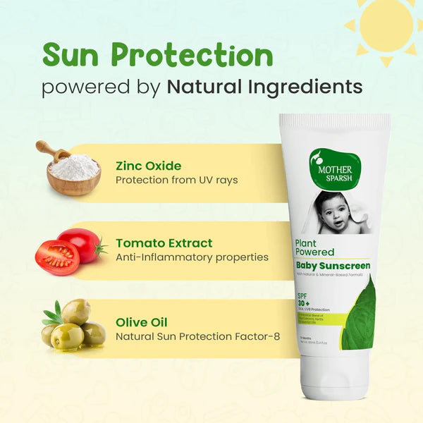 Buy Mother Sparsh Plant Powered Baby Sunscreen - 100grams Online in India at uyyaala.com