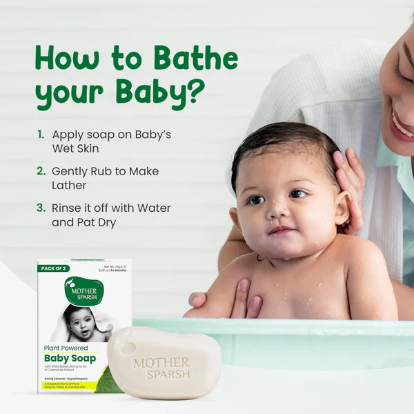 Buy Mother Sparsh Plant Powered Baby Soap - (Pack of 2) 100gms each Online in India at uyyaala.com