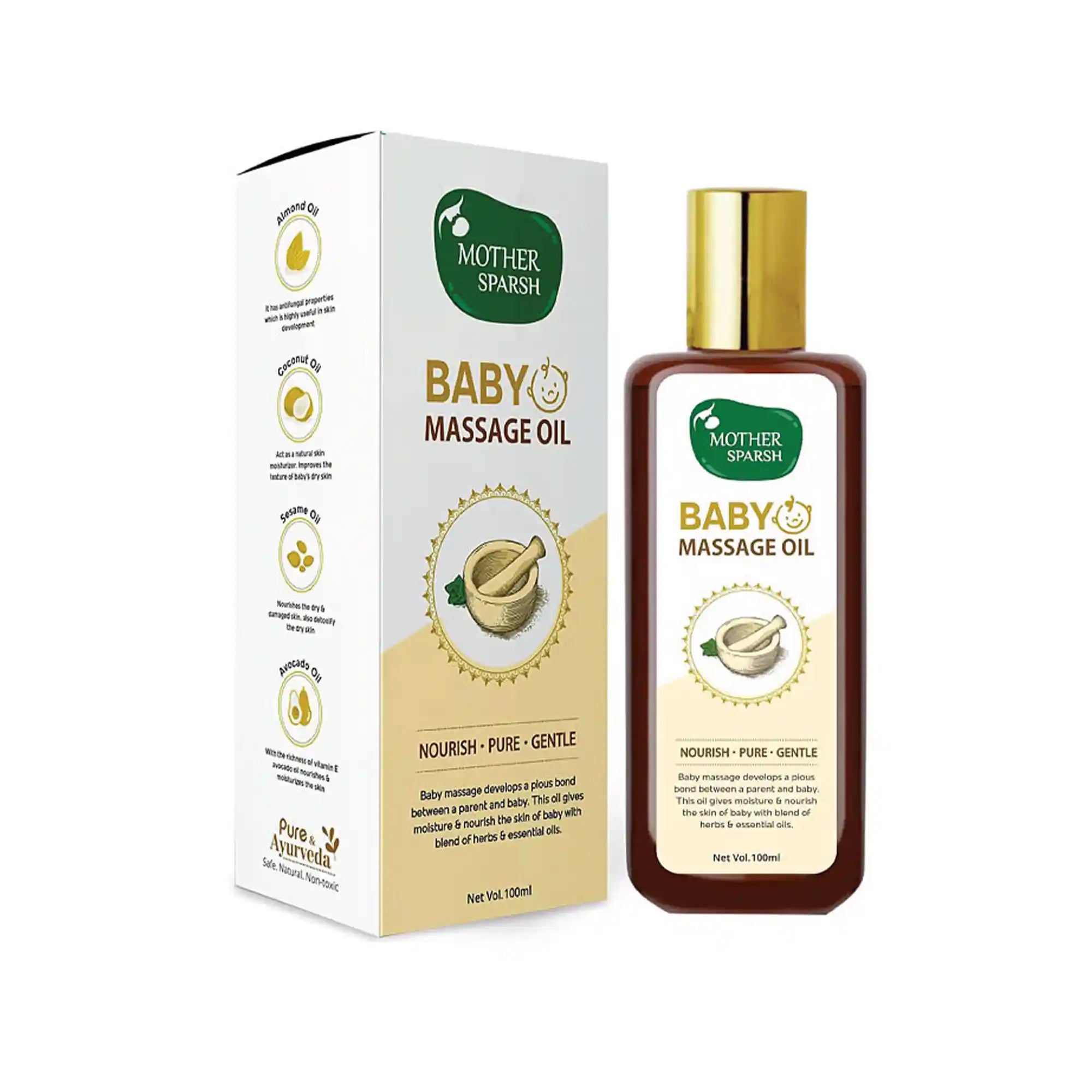 Buy Mother Sparsh Almond based Ayurvedic Baby Massage Oil Online in India at uyyaala.com