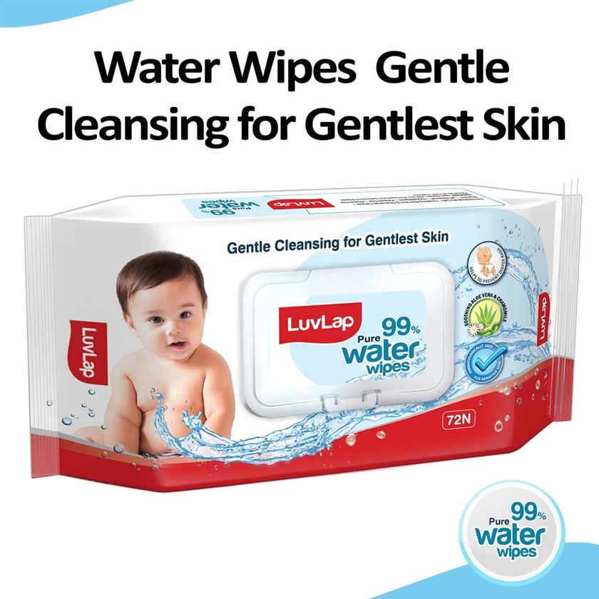 Baby Water Wipes With Lid, 72 Pcs