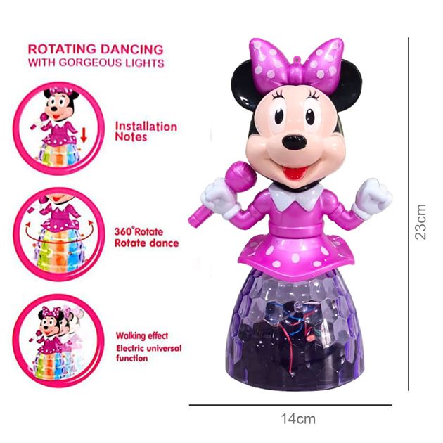 Singing Minnie Mouse, Battery Operated Toy With 360 Degree Rotation, Lights & Music - 3+Y, Pink