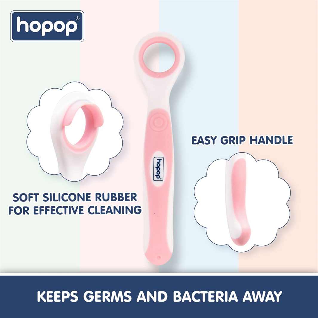 HOPOP Tongue Cleaner For Babies - Pink 3m+