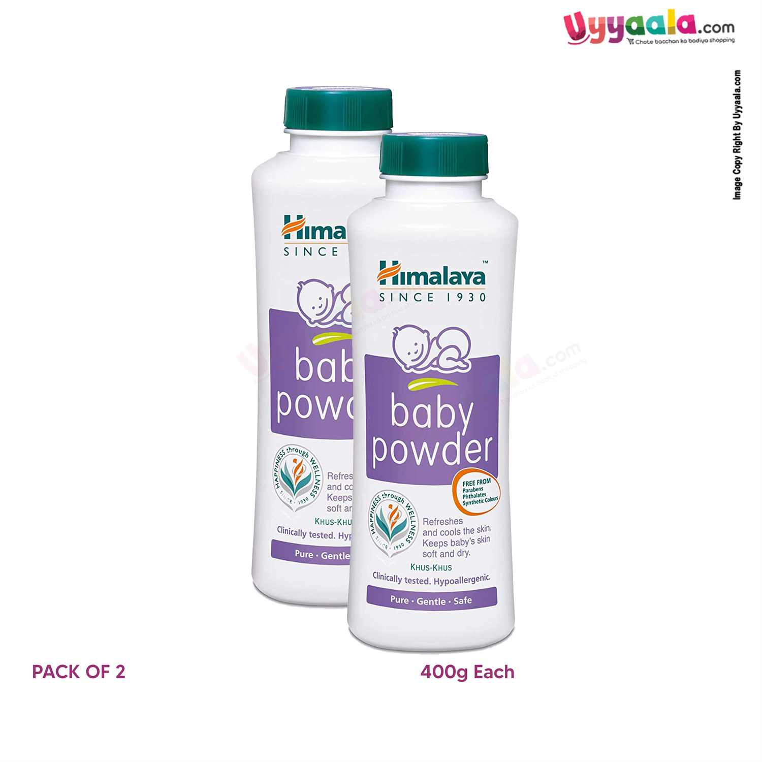 HIMALAYA Khus-Khus Baby Powder Pack of 2 (400gm Each)