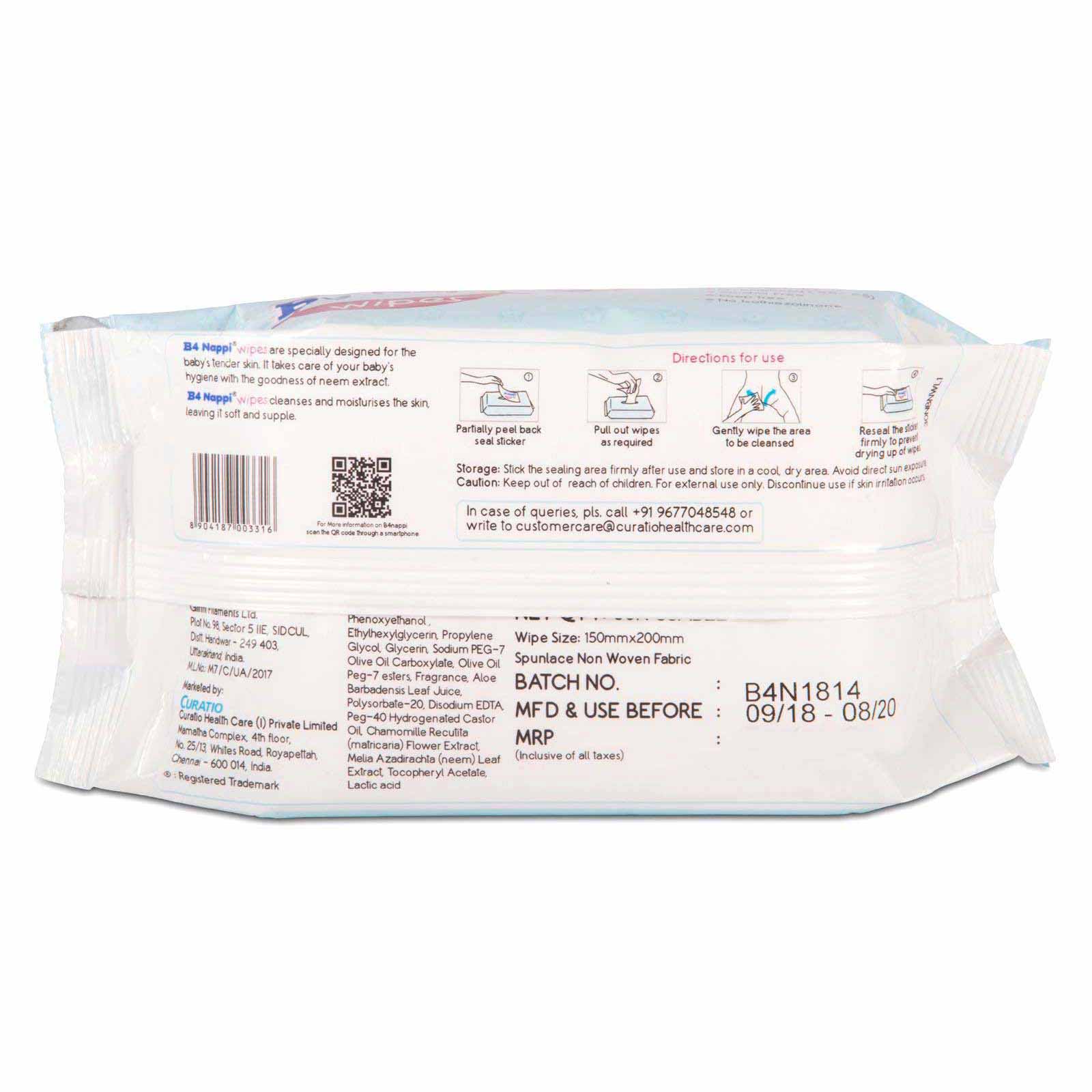 Buy Curatio B4 Nappi Baby Wet Wipes with Vitamin E - 30pcs Online in India at uyyaala.com