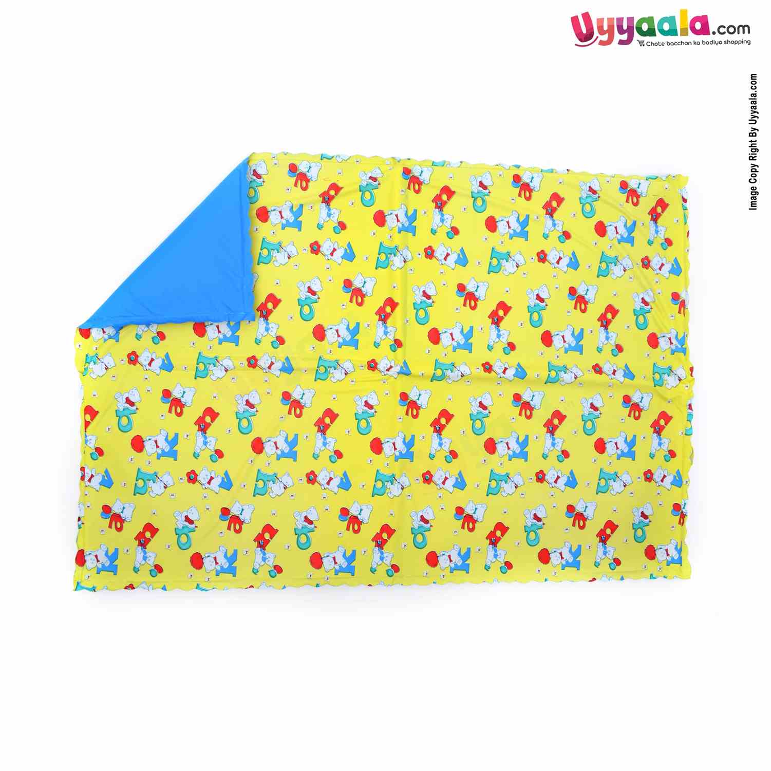 Plastic Sleeping mats Water Proof bed Protector with Foam Cushioned for Babies with Alphabets & Teddy Bear Print Medium