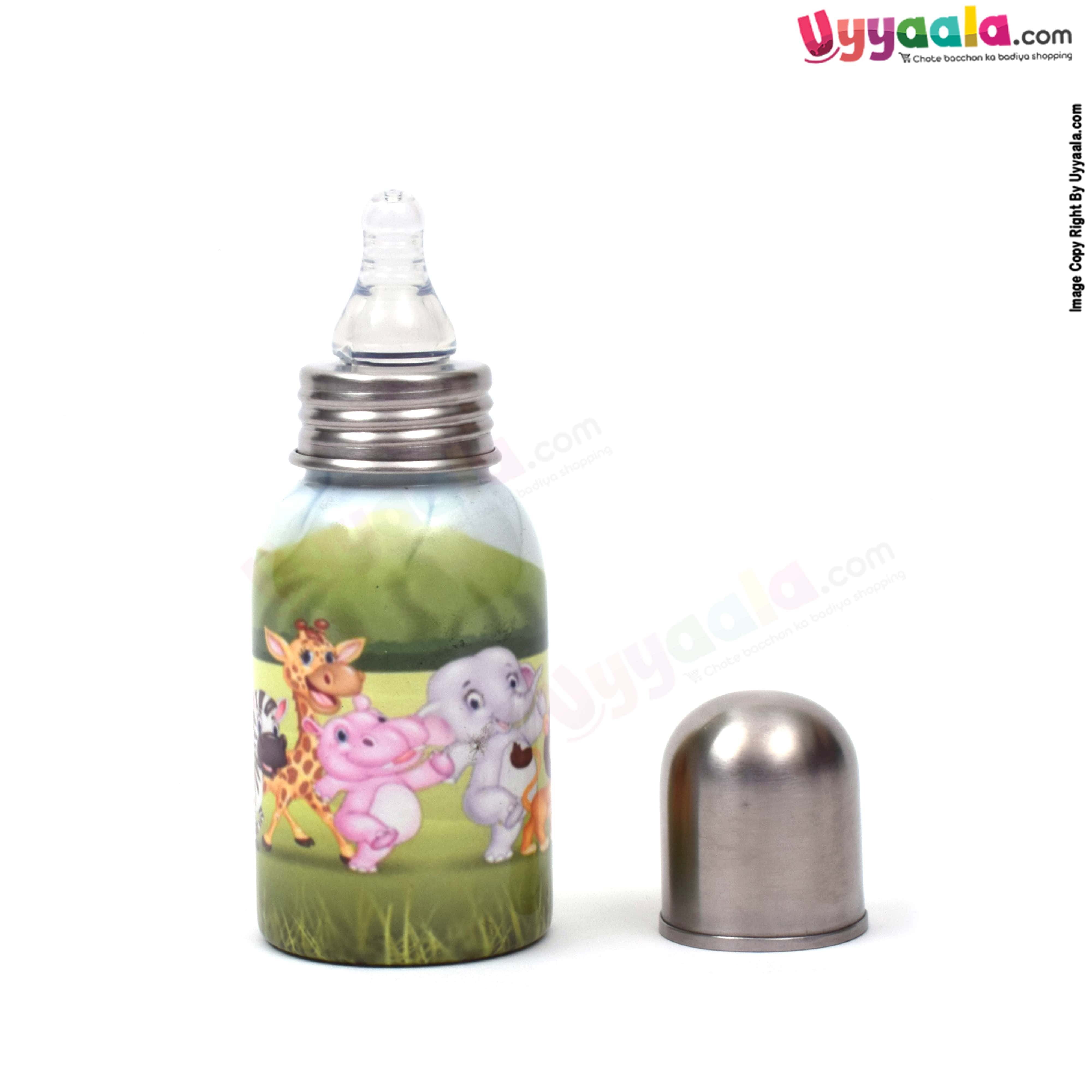 Buy Moms Love Stainless Steel Milk Feeding Bottle with Animal print - 300ml Online in India at uyyaala.com