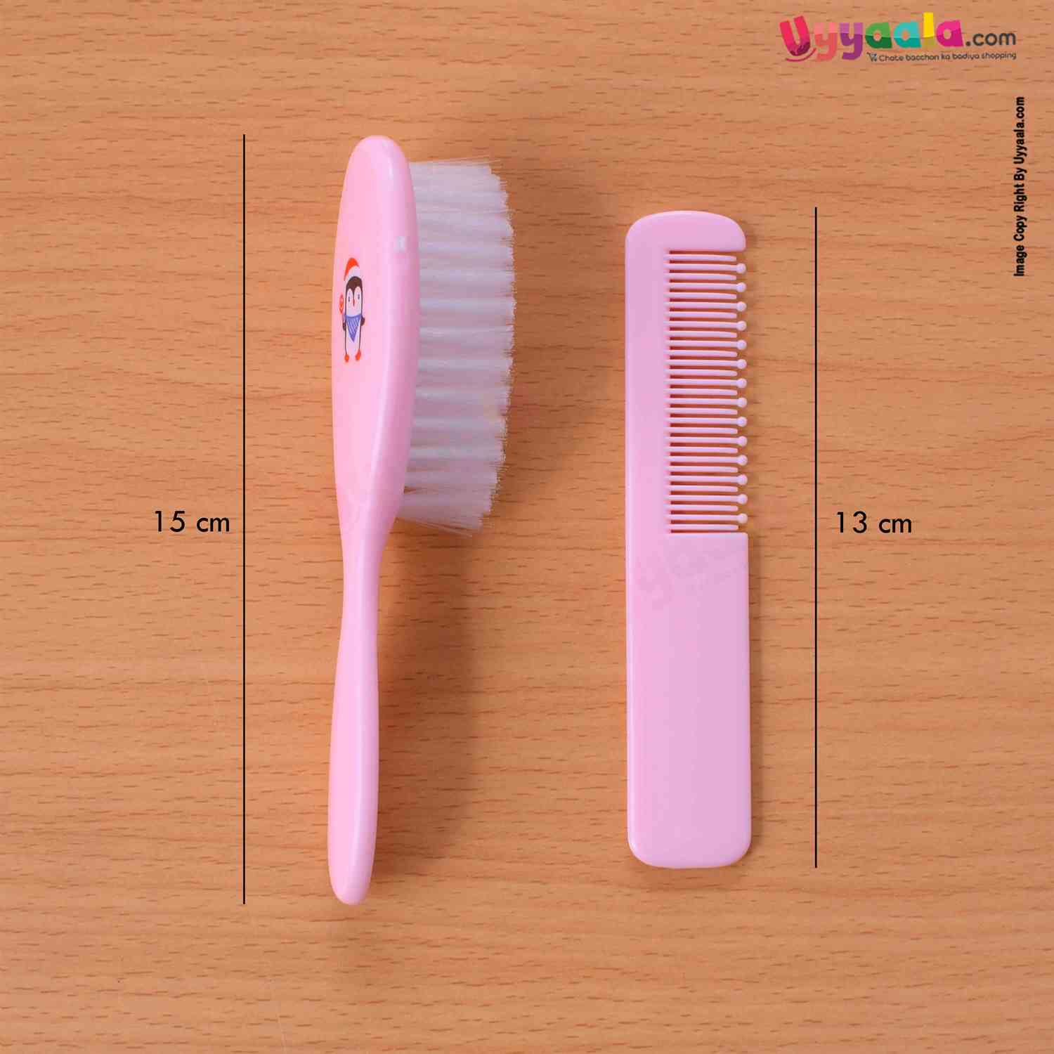 MOMS LOVE Baby Comb & Brush Set for Babies 0+m Age, Pink