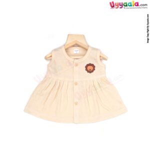 MOMMAS Sleeveless Baby Frock, Front Opening Button Model, Premium Quality Cotton Baby Wear, (3-6M)