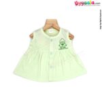 MOMMAS Sleeveless Baby Frock, Front Opening Button Model, Premium Quality Cotton Baby Wear, (3-6M)