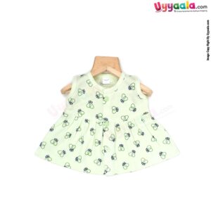 MOMMAS Sleeveless Newborn Baby Frock, Front Opening Button Model, Premium Quality Cotton Baby Wear, (0-3M)