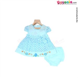 Half Sleeve Baby Frock Dress in Premium Cotton Fabric - Pink, Orange & Blue