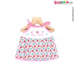 Baby Premium Quality Cotton Sleeve Less Newborn Frock Tying Model, Strawberry Print, Pink , Newborn (0-30days)