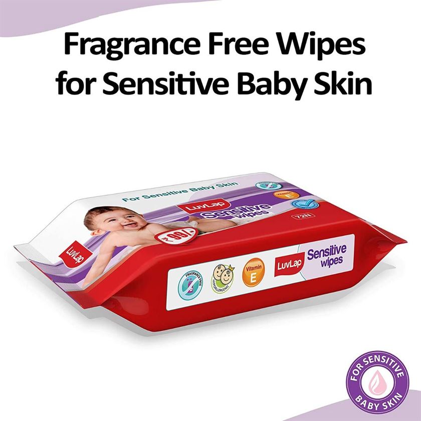LUVLAP Sensitive Wipes Vitamin-E Fragrance Free 5Pack - 72pcs each-uyyala-com.myshopify.com-Skin Care-LuvLap