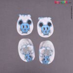 BEN BENNY Mitten & Booties Set Elastic Rabbit Print for New Born Babies - White