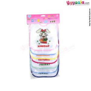 Baby Bib Terry Cotton, Newborn Top Tieing Model, Multiple Print, Pack of 7, Size (21*18 cm) - Multicolor