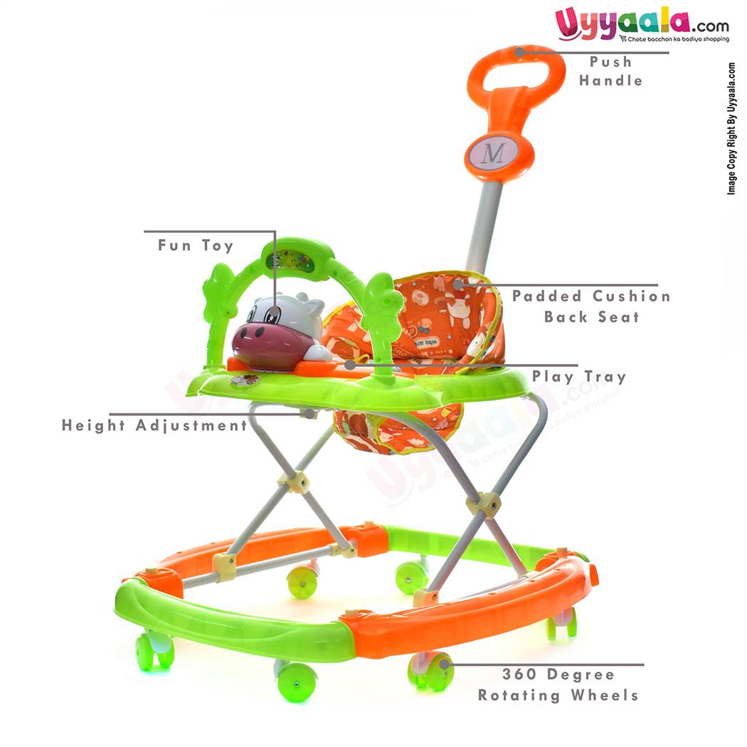 BAYBEE Walker Cum Rocker 3 In 1 Calf - Green, Orange-uyyala-com.myshopify.com-Walkers-Baybee