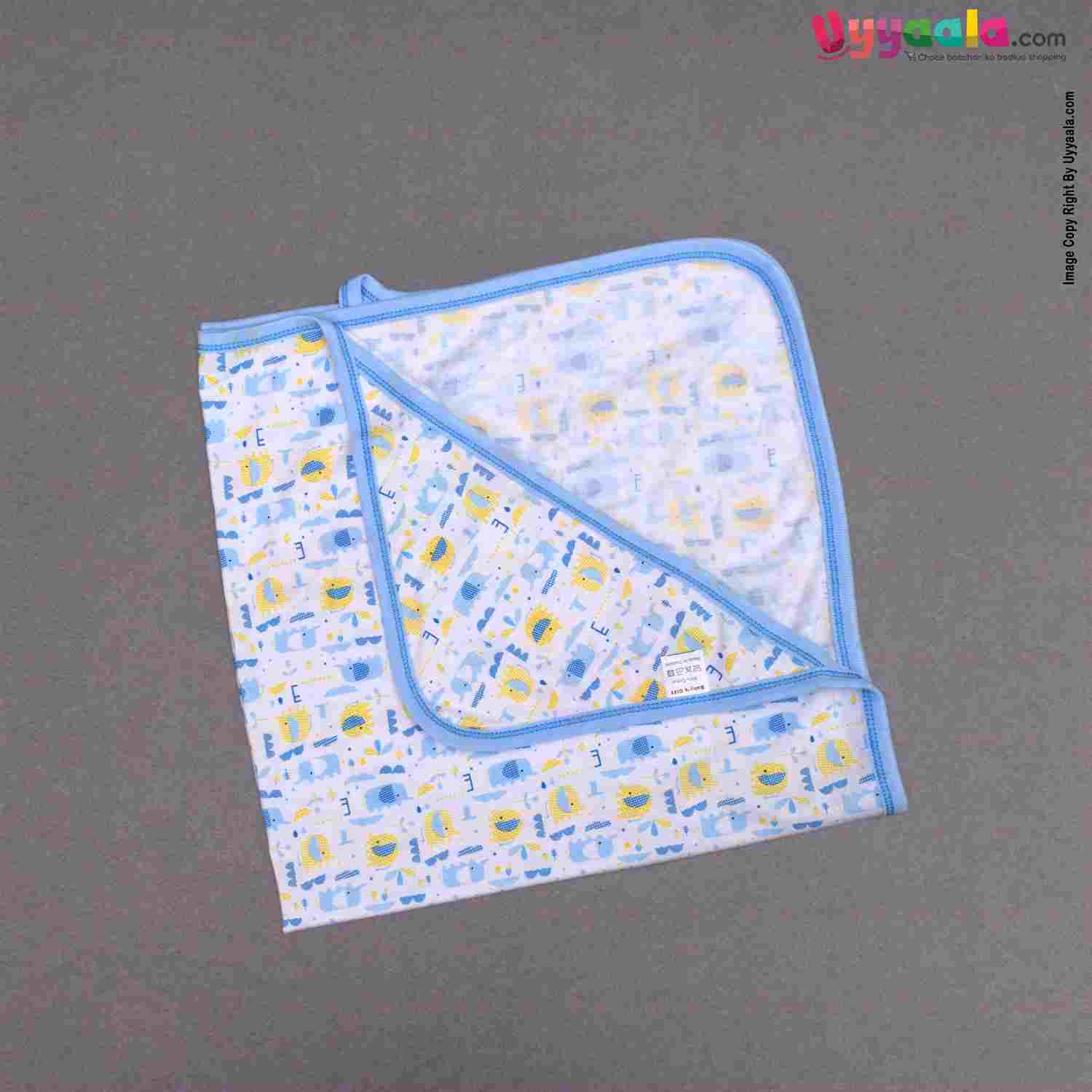 BABYS GIFT Cotton Hosiery Hooded Towel for Babies with Animals Print 1pc 0+m Age, Size (77*76cm)