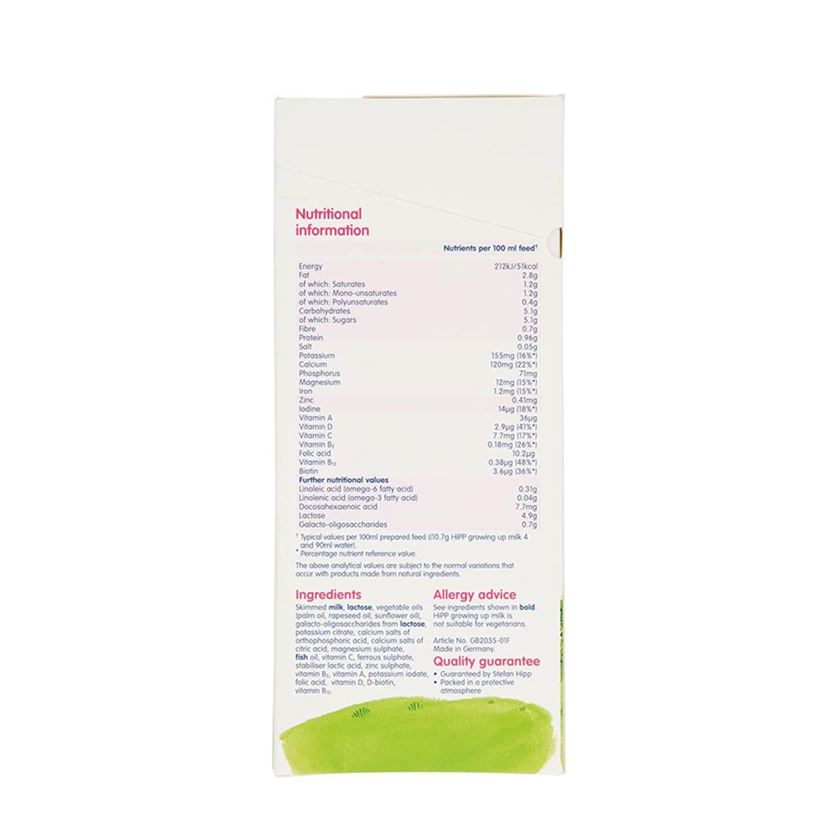 Hipp Organic Combiotic Growing up Baby Milk Formula, Stage 4 - 600gms, 2+years