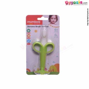 MUMLOVE Soft Silicone Banana shaped Baby Oral Massager cum Toothbrush, 6m+ age - Green