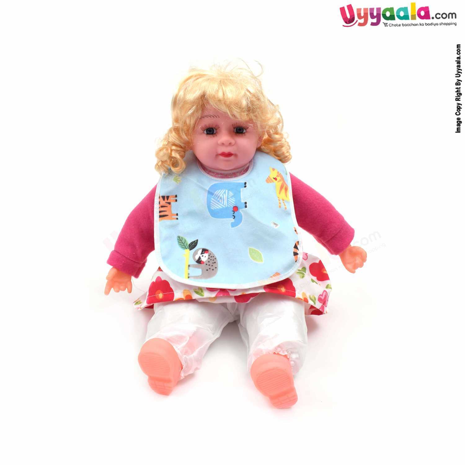 Baby Bib One Side Velvet & Another Side PVC with Animals Print for Newborn Pack of 3,Size(28.5*19.5cm)- Multi color