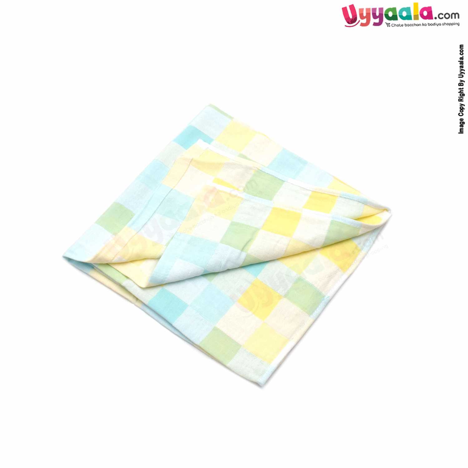 Baby Cotton Bath Towel with Checks Design 0+m Age, Size (139*70 cm)