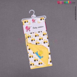 BABY STATION Hooded Double Layer Towel Hosiery Cloth with Tractor Print 1pc 0+m Age