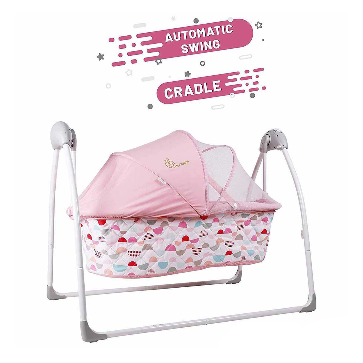 R FOR RABBIT Lullabies Baby Cradle with Remote Control & Mosquito Net - Pink