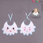 Baby Bib Soft Cotton Hosiery with Cute Kitty Print Pack of 2, Size(17*23cm)