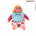 Baby Bib Soft Hosiery Cotton 2 in 1 Usable with Stripes & White Dots Print for Newborn, Size (29.5*20cm) - Light Green & Orange