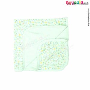 ZERO Baby Bath Soft 100% Cotton Towel with Rabbit & Duck Print 0+m Age, Size (84*76cm)- Light Green