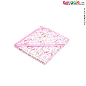 BABYS GIFT Cotton Hosiery Hooded Towel for Babies with Animals Print 1pc 0+m Age, Size (77*76cm)