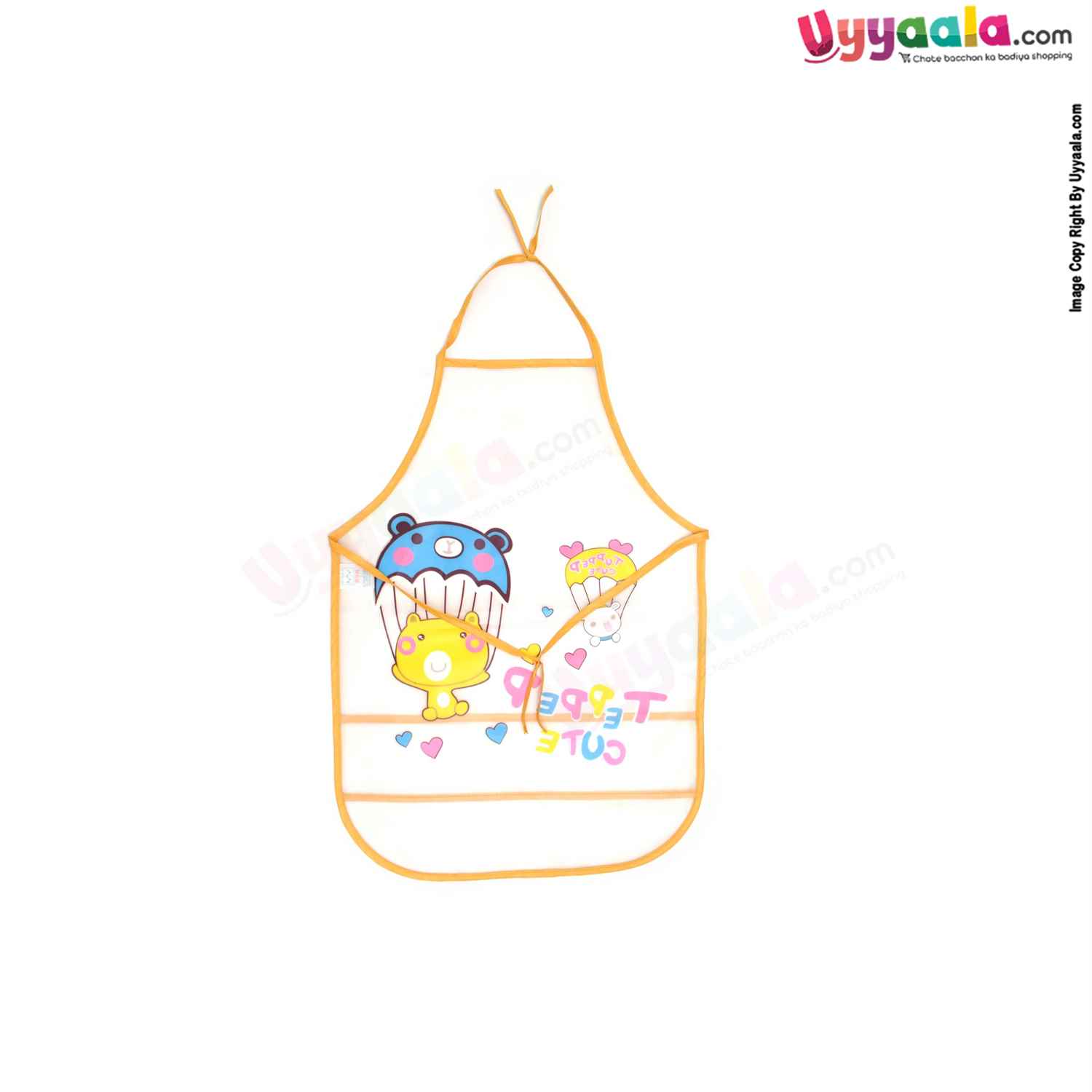 Baby Feeding Bib, Top & Back Tieing Apron Model, Cartoon Print