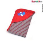 Double layered hooded towel for babies, Grey&Red