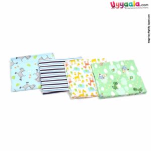 DARLING Baby Bath Towel 100% Cotton with Print 4p Set 0+m Age ,Size (100*75cm) -  Multi Color