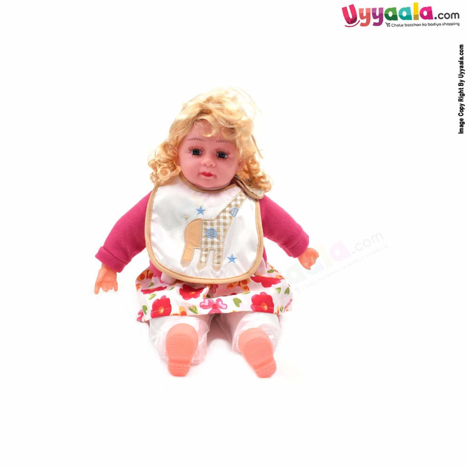 Baby Bib One Side Soft Cotton Hosiery & Another Side Pvc with Giraffe Print Size (24*19cm)- Brown & White