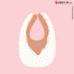 Baby Bib Soft Hosiery Cotton 2 in 1 Usable with Bow & Floral Print for Newborn, Size (29.5*20cm)- Peach & White