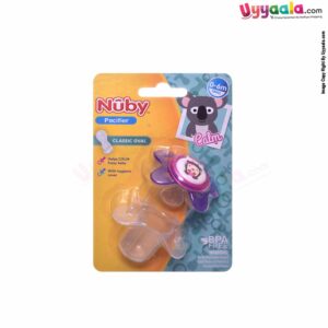 NUBY Classic oval soft pacifier with case - Violet, 0-6m