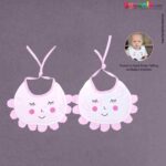 Baby Bib Soft Cotton Hosiery with Cute Sleeping Kitty Print Pack of 2, Size(17*23cm)-White & Pink