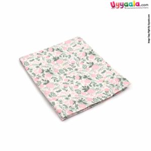 Muslin Cotton Wrapper for Babies with Floral Print 0+m Age, Size(112*91Cm)-White