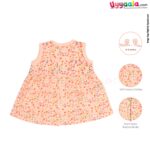 MOMMAS Sleeveless Baby Frock, Front Opening Button Model, Premium Quality Cotton Baby Wear, (3-6M)