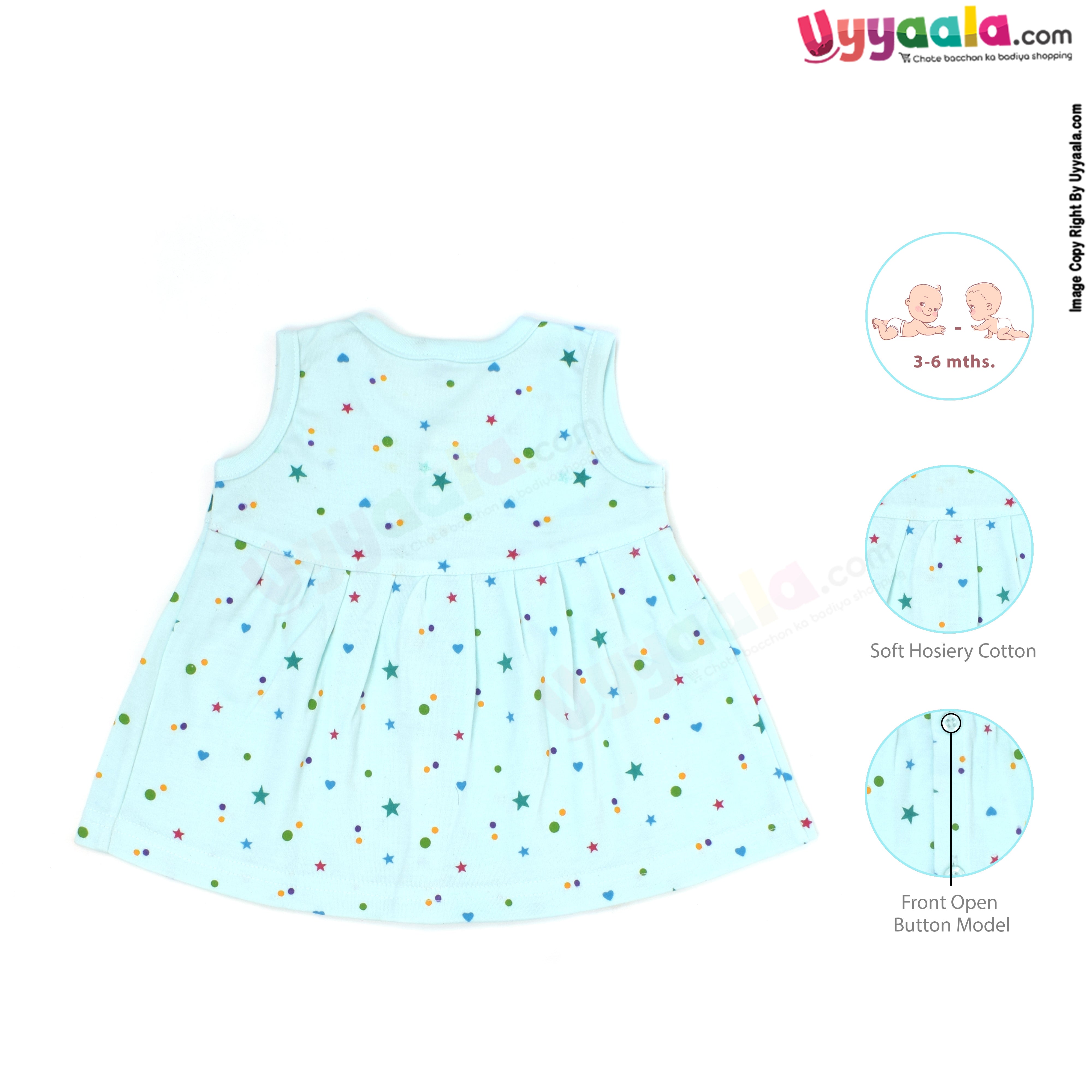 Sleeveless Baby Frock, Front Opening Button Model