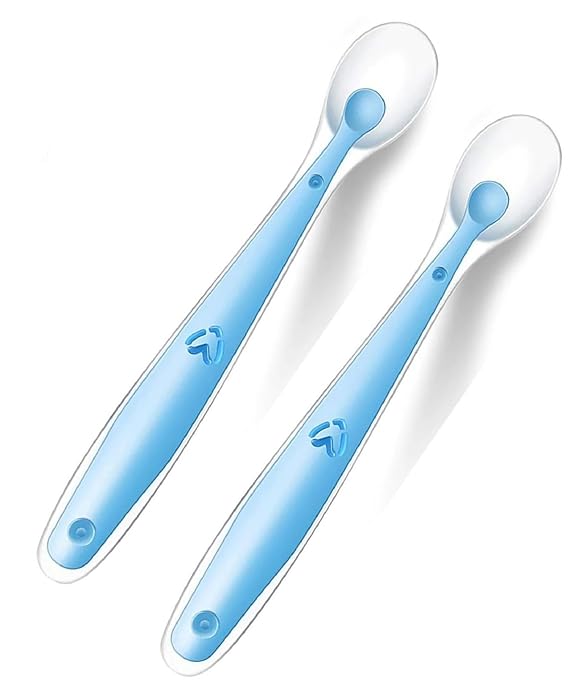 Buy 1st Step Silicone Spoon with long handle for Baby - Blue (Pack of 2) Online in India at uyyaala.com