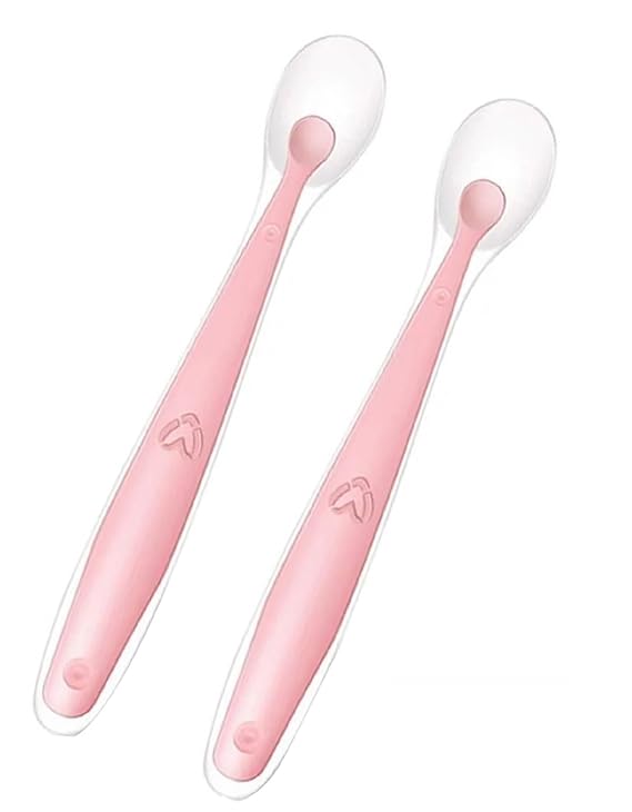 Buy 1st Step Silicone Spoon with long handle for Baby - Pink (Pack of 2) Online in India at uyyaala.com