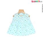 MOMMAS Sleeveless Baby Frock, Front Opening Button Model, Premium Quality Cotton Baby Wear, (3-6M)