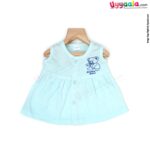 MOMMAS Sleeveless Baby Frock, Front Opening Button Model, Premium Quality Cotton Baby Wear, (3-6M)